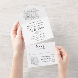 Weiße Hochzeit in einer Einladung