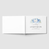 Weiße Hochzeit mit blauer Blüte Gästebuch (Voll)