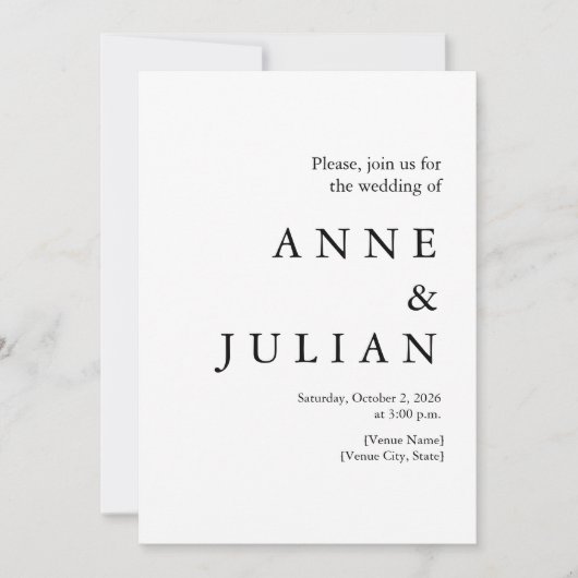 Weiße Hochzeit mit Foto & QR-Code Einladung (Vorderseite)
