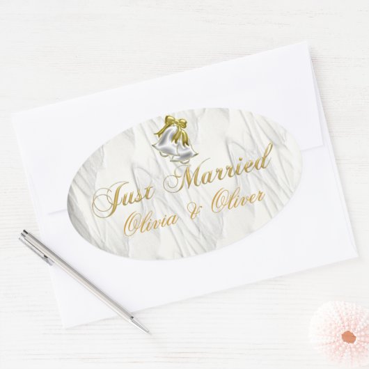 Weiße Hochzeit Ovaler Aufkleber (Umschlag)