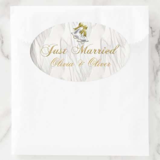 Weiße Hochzeit Ovaler Aufkleber (Tasche)