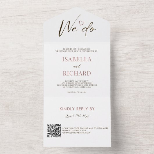 Weiße Hochzeit | QR-Code in einer Einladung (Innen Boden)