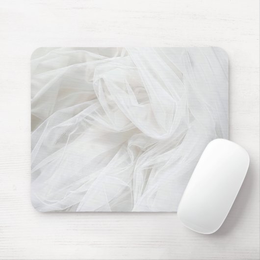 Weiße Hochzeit-Tüll-Textil-Hintergrund Mousepad (Mit Mouse)