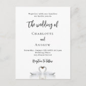 Weiße Hochzeit von Swan Einladungspostkarte (Vorderseite)