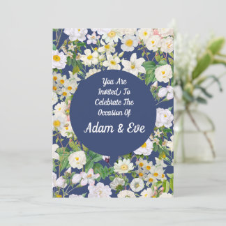 Weiße Hochzeits-Einladung mit Blüten Einladung