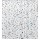 Weiße Hochzeitsdusche mit blauen Blumen Duschvorhang (Vorderseite)