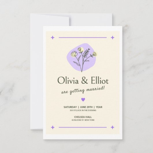 Weiße Hochzeitseinladung mit einem dünnen Silberbo Einladung (Vorderseite)