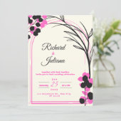 weiße Hochzeitseinladung mit rosa Blume Einladung (Stehend Vorderseite)