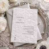 Weiße Hochzeitseinladung mit Wintermonogramm Einladung