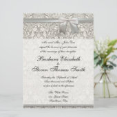 Weiße Hochzeitseinladung traditionelle Vorlage (Stehend Vorderseite)