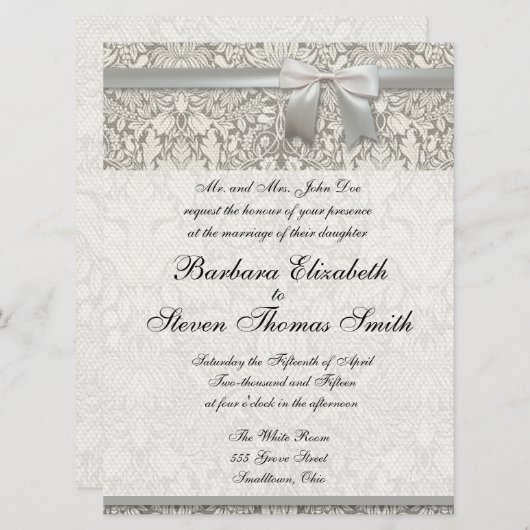 Weiße Hochzeitseinladung traditionelle Vorlage (Vorne/Hinten)