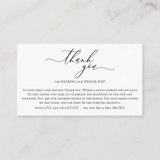 Weiße Hochzeitsfeier Foto Vielen Dank Begleitkarte (Vorderseite)