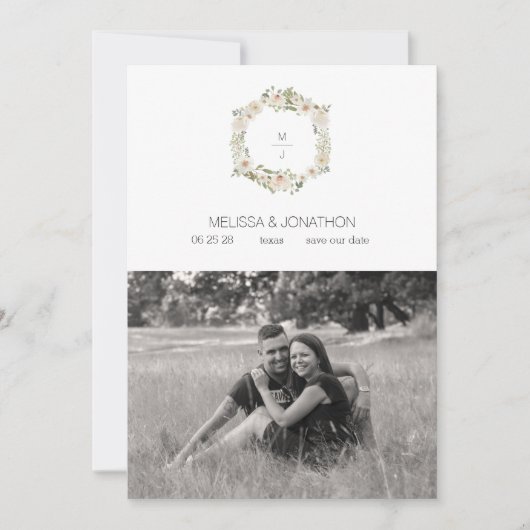 Weiße Hochzeitsflora - Elegantes Bild Save the Dat Save The Date (Vorderseite)