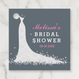 Weiße Hochzeitskleidung Brautpartys Vorlage Geschenkanhänger
