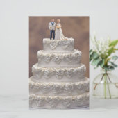 weiße Hochzeitskuchen mit Bridal-Paar, Briefpapier (Stehend Vorderseite)