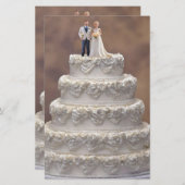 weiße Hochzeitskuchen mit Bridal-Paar, Briefpapier (Vorne/Hinten)