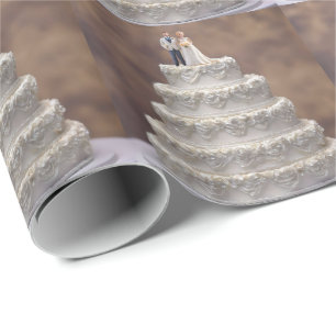weiße Hochzeitskuchen mit Bridal-Paar, Geschenkpapier