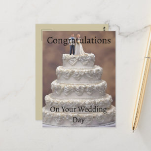 weiße Hochzeitskuchen mit Bridal-Paar, Postkarte