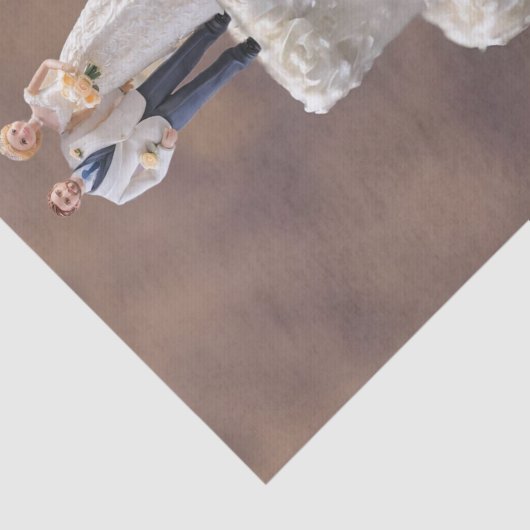weiße Hochzeitskuchen mit Bridal-Paar, Seidenpapier (Detail)
