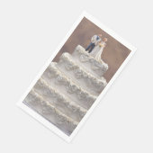 weiße Hochzeitskuchen mit Bridal-Paar, Serviette (Ecke)