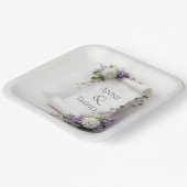 Weiße Hochzeitsrolle mit Blumenrand  Pappteller (Gewinkelt)