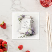 Weiße Hochzeitsrolle mit Blumenrand  Serviette (Beispiel)