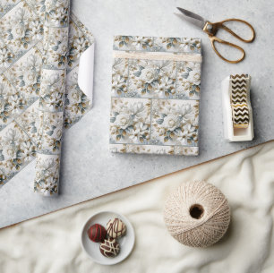 Weiße Hochzeitsrosendesign Geschenkpapier