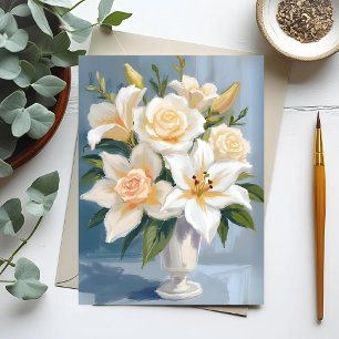 Weiße Hochzeitsstrauß-Blumen-Aquarell Postkarte