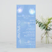 Weiße Hochzeitstaube mit Lichtmenü Menükarte (Stehend Vorderseite)