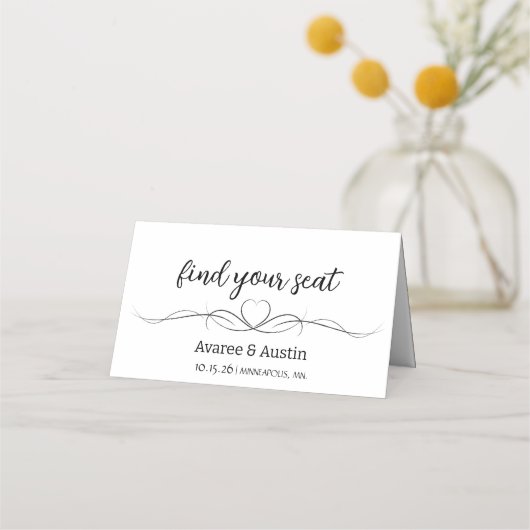 Weiße Hochzeitstisch-Sitzkarten Platzkarte (Vorderseite)