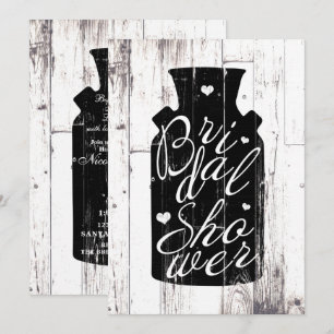 Weiße Holz-Landhausmilchkanne Brausebad Einladung