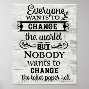 Weiße Holz Optik Toilettenpapierhalter Badezimmer Poster