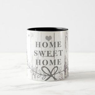 Weiße Holz-Rustikale Farmhaus-Heimat Zweifarbige Tasse