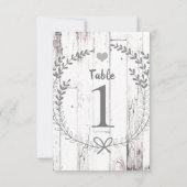 Weiße Holz-Rustikale Hochzeitstisch-Nummer-Besetzu Einladung (Rückseite)