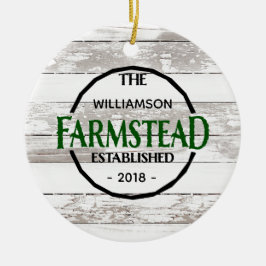 Weiße Holzbauernhäuser Familie Name Weihnachten Keramik Ornament