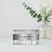 Weiße Holzböden Holzkörner Silberdekor Grenzen Visitenkarte (Stehend Vorderseite)