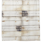 Weiße hölzerne Planken Duschvorhang (Vorderseite)