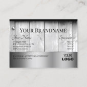 Weiße Holzkarten Holzkörbe-Logo Silberdekor Visitenkarte (Rückseite)