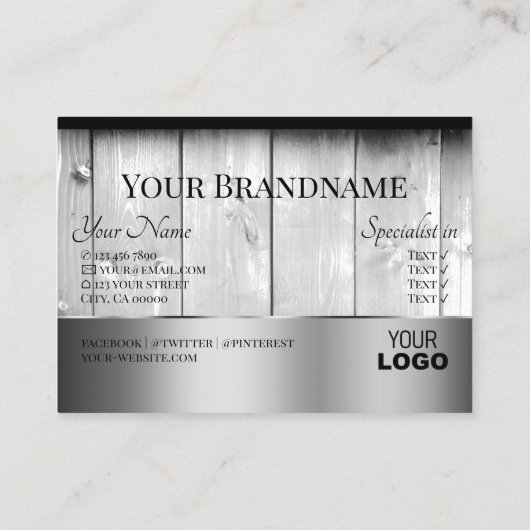 Weiße Holzkarten Holzkörbe-Logo Silberdekor Visitenkarte (Rückseite)