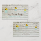 Weiße Holzleuchten und Mason Jar Sonnenblumen Visitenkarte (Vorne/Hinten)