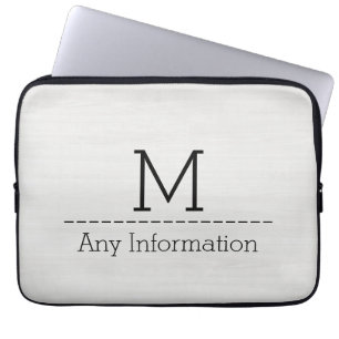 Weiße Holzmaserung Textur Monogramm Laptopschutzhülle