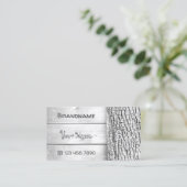 Weiße Holzpappen Rustikale Baumrinde mit Monogramm Visitenkarte (Stehend Vorderseite)