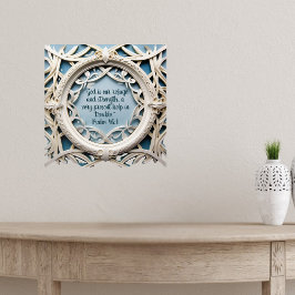 Weiße Holzrahmen für blaue Bibelversen Poster