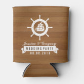 Weiße Holzstreifen Weißes Wasserrad Dosenkühler (Vorderseite)