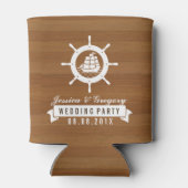 Weiße Holzstreifen Weißes Wasserrad Dosenkühler (Rückseite)