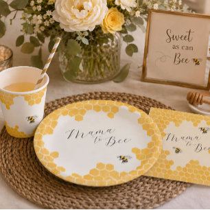 Weiße Honigbiene Baby Shower Pappteller