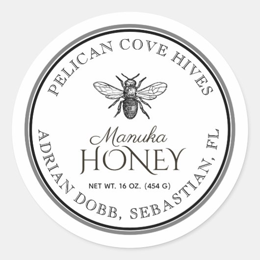 Weiße Honigsorte der französischen Biene mit doppe Runder Aufkleber (Vorderseite)