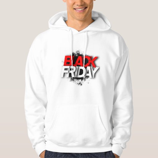 Weiße Hoodie mit fett "BLACK FRIDAY" (Vorderseite)