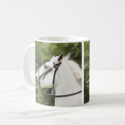 WEISSE HORSE KAFFEETASSE (Vorderseite Links)