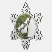 WEISSE HORSE SCHNEEFLOCKEN Zinn-Ornament (Rechts)